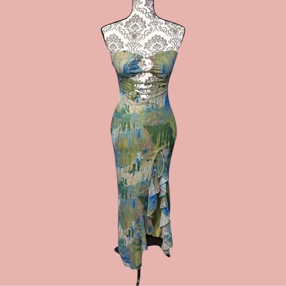 Women’s Clubwear Rave Bodycon Boho Festival Coachella Cut Out Slit Dress SMALL